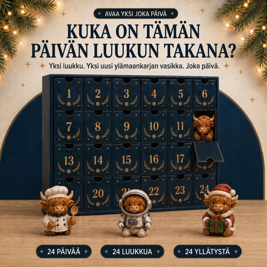 Nelipäiväinen skotlantilainen ylämaankarja-adventtikalenteri