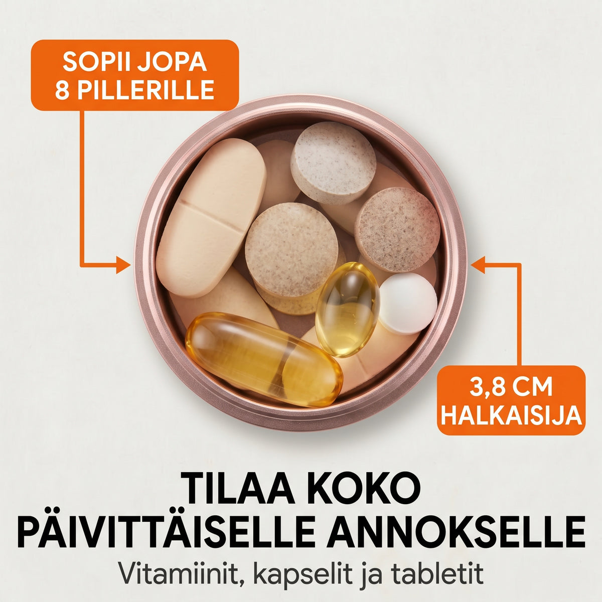 Smart Dose metallinen pillerirasia 7 lokerolla