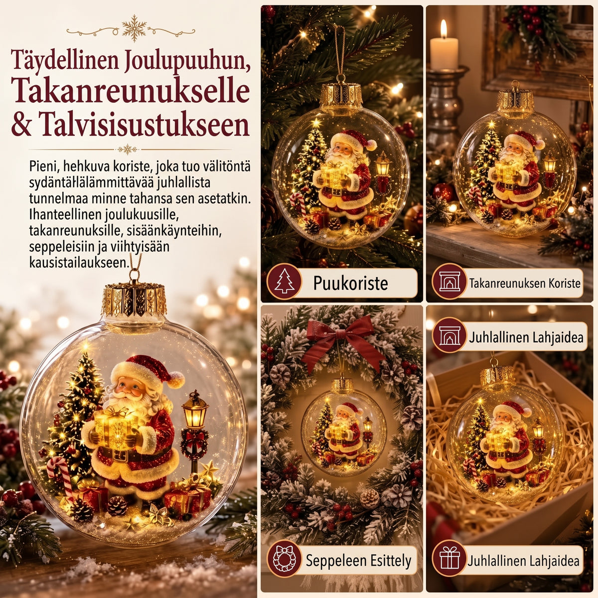 VinterMagi valaistu pienoiskoossa oleva joulukoriste