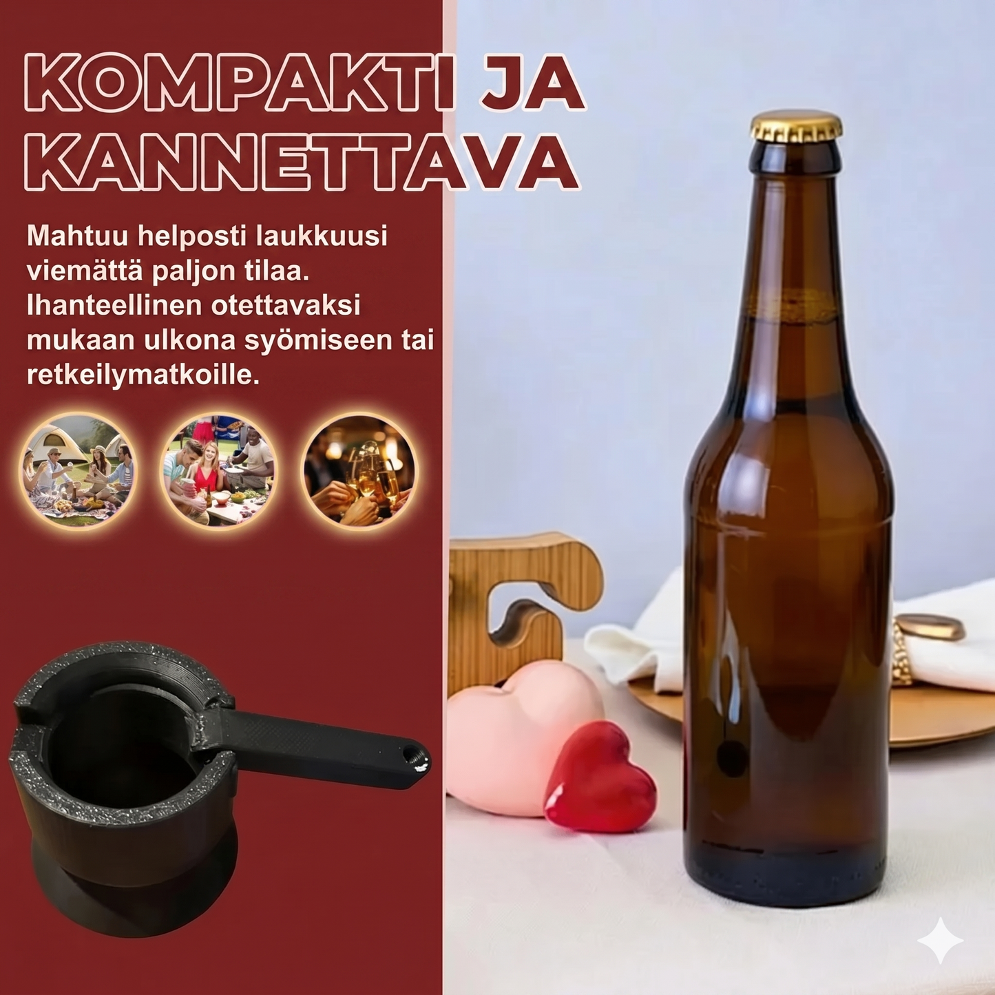 3 kappaleen olutpullonavaajasetti vivulla