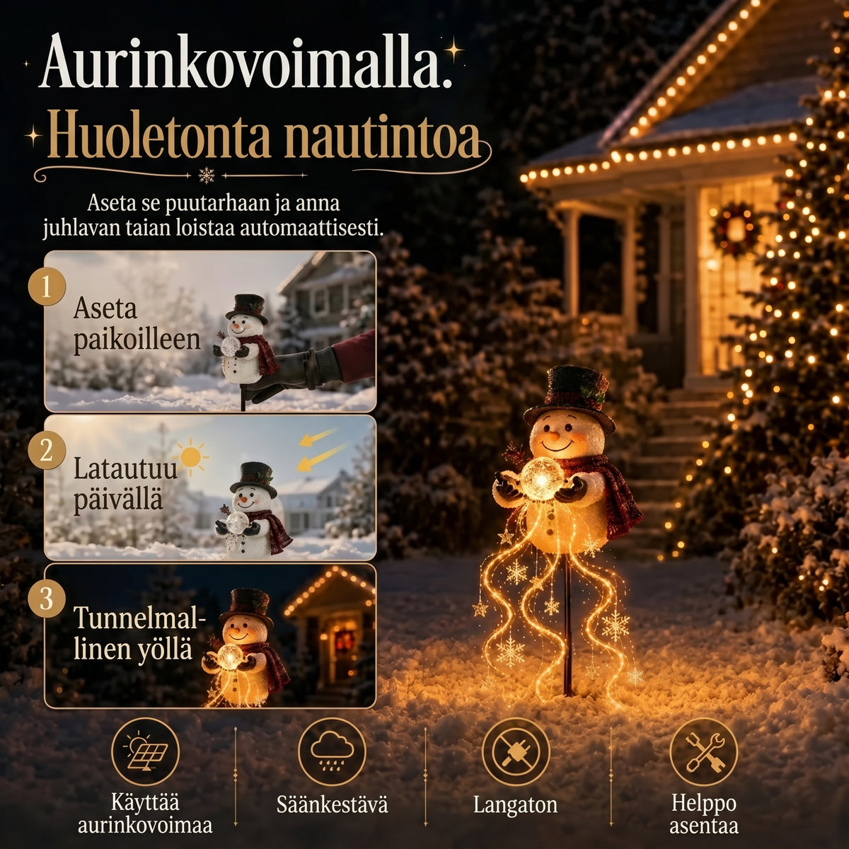 Snowman Magic Fountain LED-puutarhavalaisin