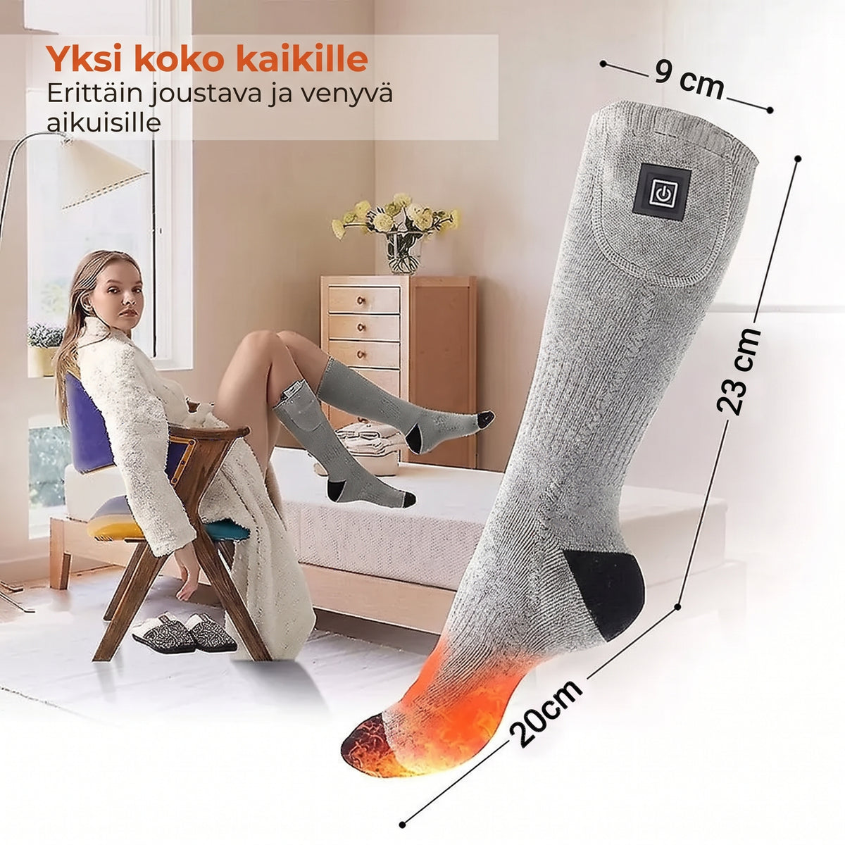 Vedenkestävät sähkölämmitteiset talvisukat
