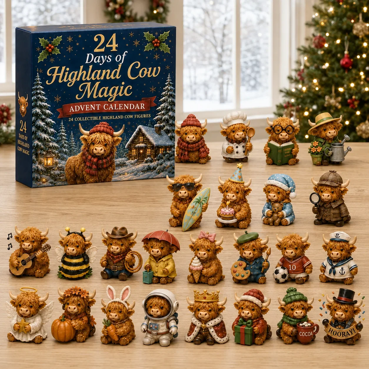 Nelipäiväinen skotlantilainen ylämaankarja-adventtikalenteri