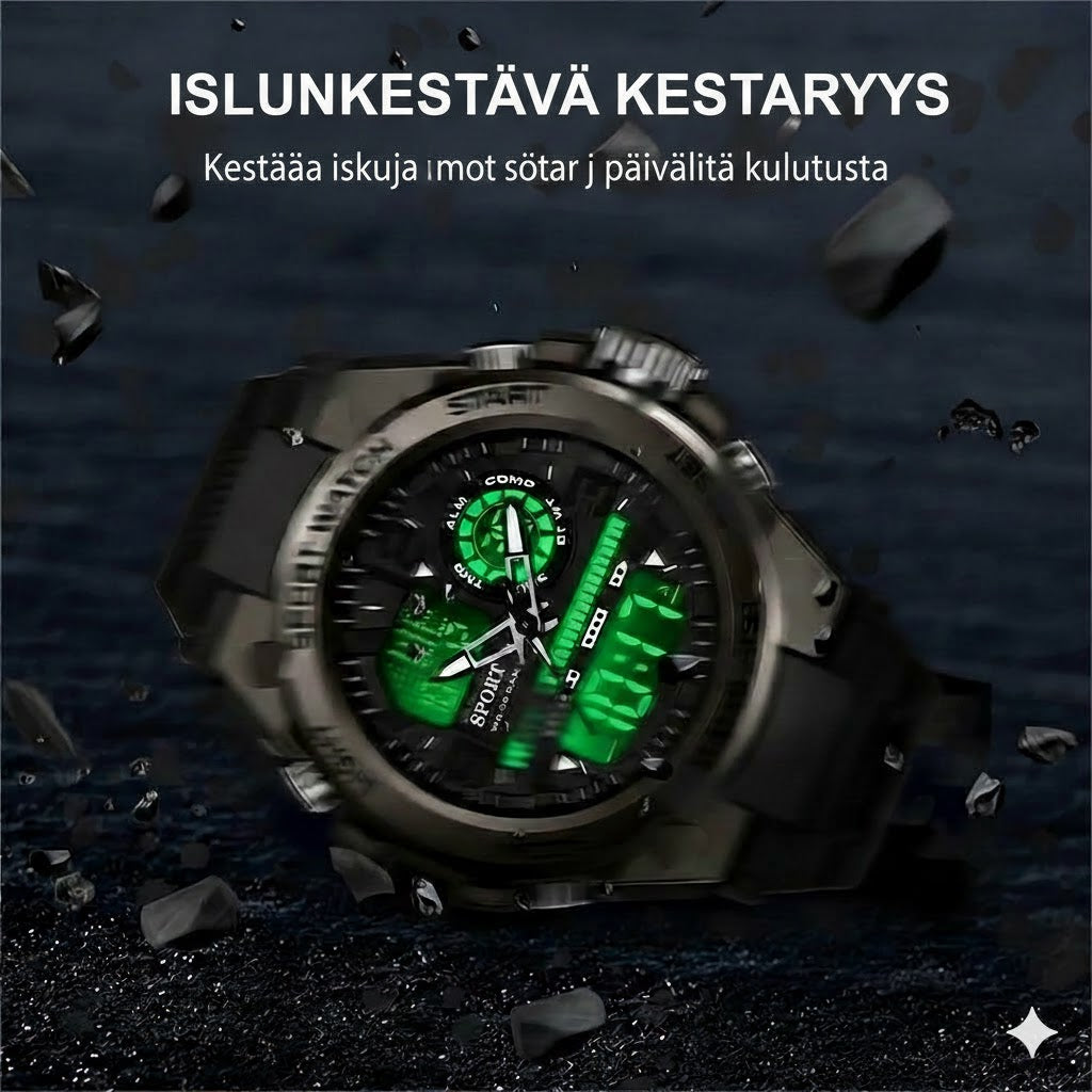 Digitaalinen urheilukello yövalolla (vedenpitävä)