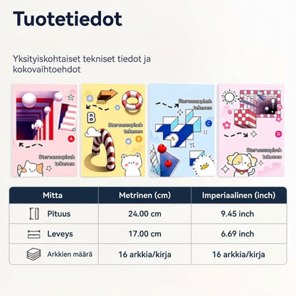 3D-piirustuskirja lapsille väritys- ja leikkaustehtävillä
