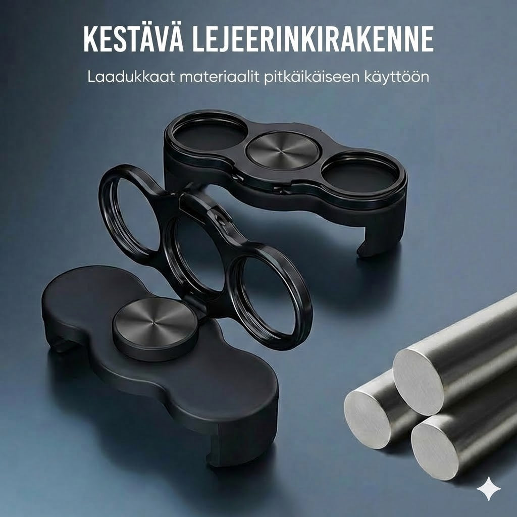 Kolmen sormen kaksoissormus, jossa on klipsi takana
