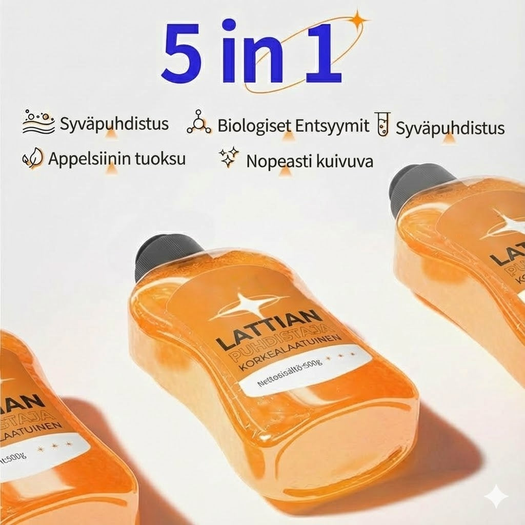 Tiivistetty lattianpuhdistusaine: 99,9 % antibakteerinen ja antaa välittömän kiillon