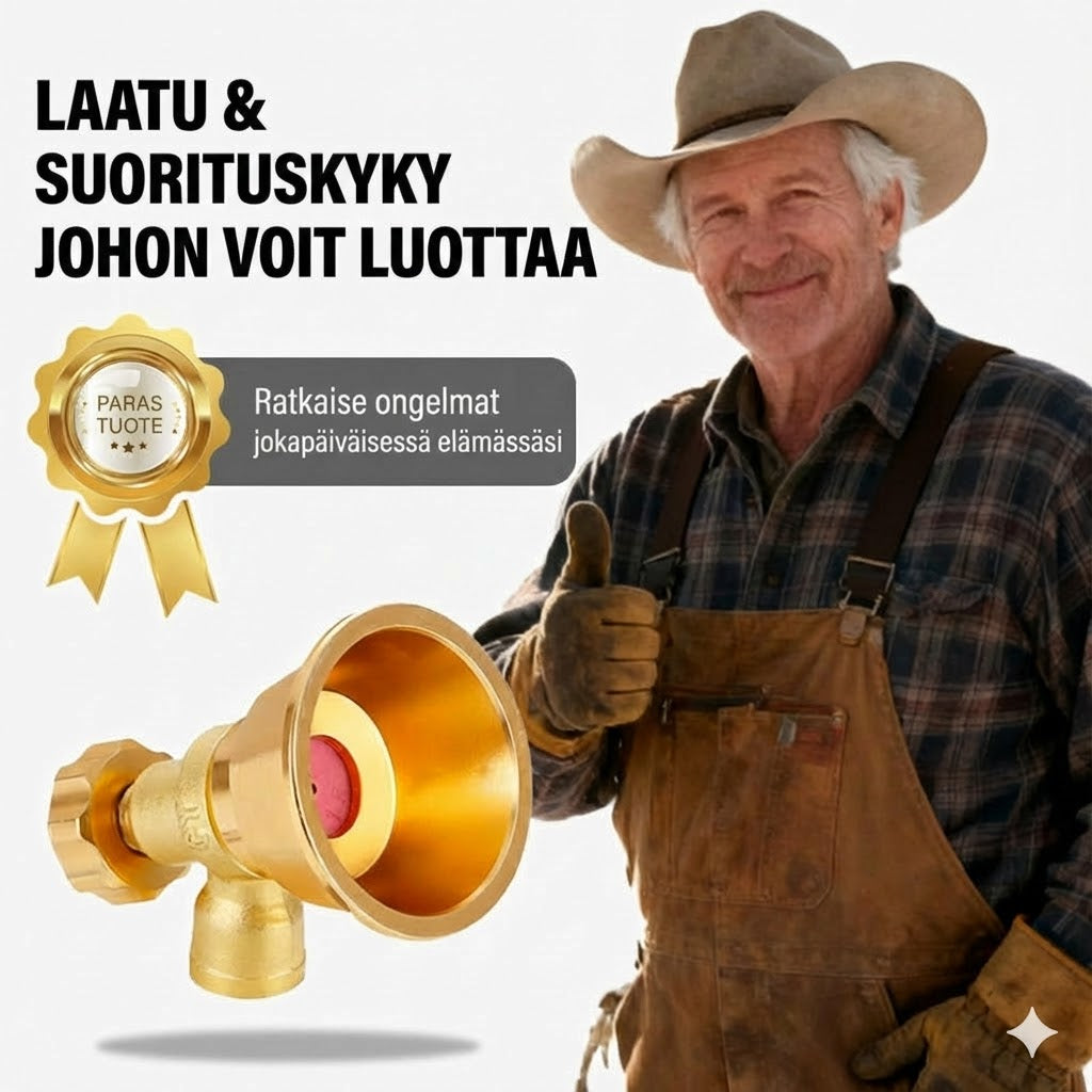 Säädettävä messinkisuutin maatalousruiskulle