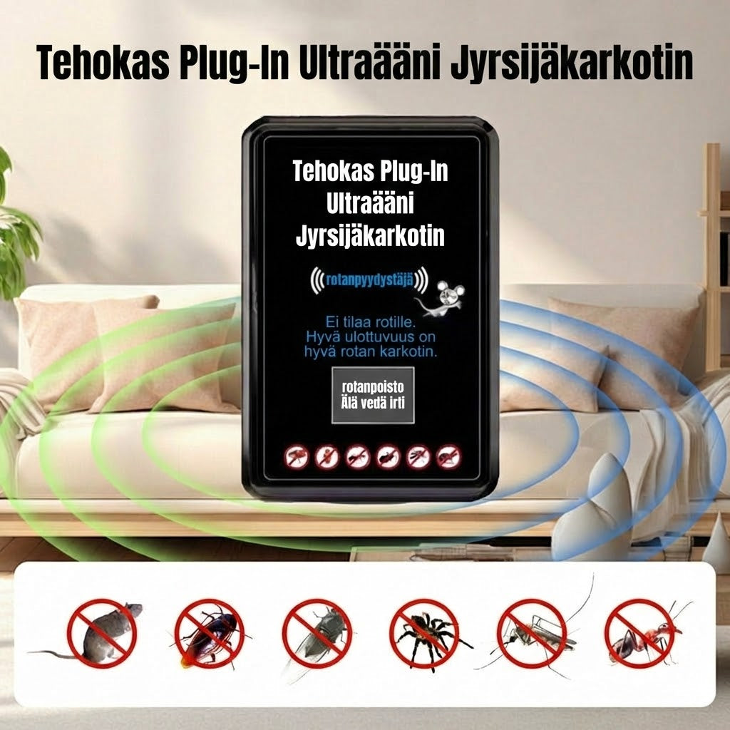 Tehokas pistorasiaan kytkettävä ultraäänituholaiskarkotin