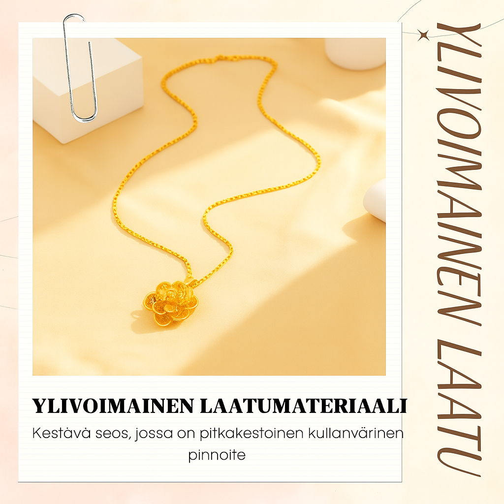 Elegantti kultainen kukkariipuskaulakoru