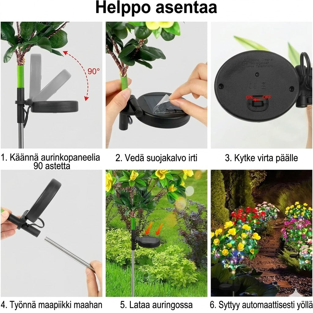 Aurinkokäyttöinen teko-atsaleakoristevalo maapiikillä