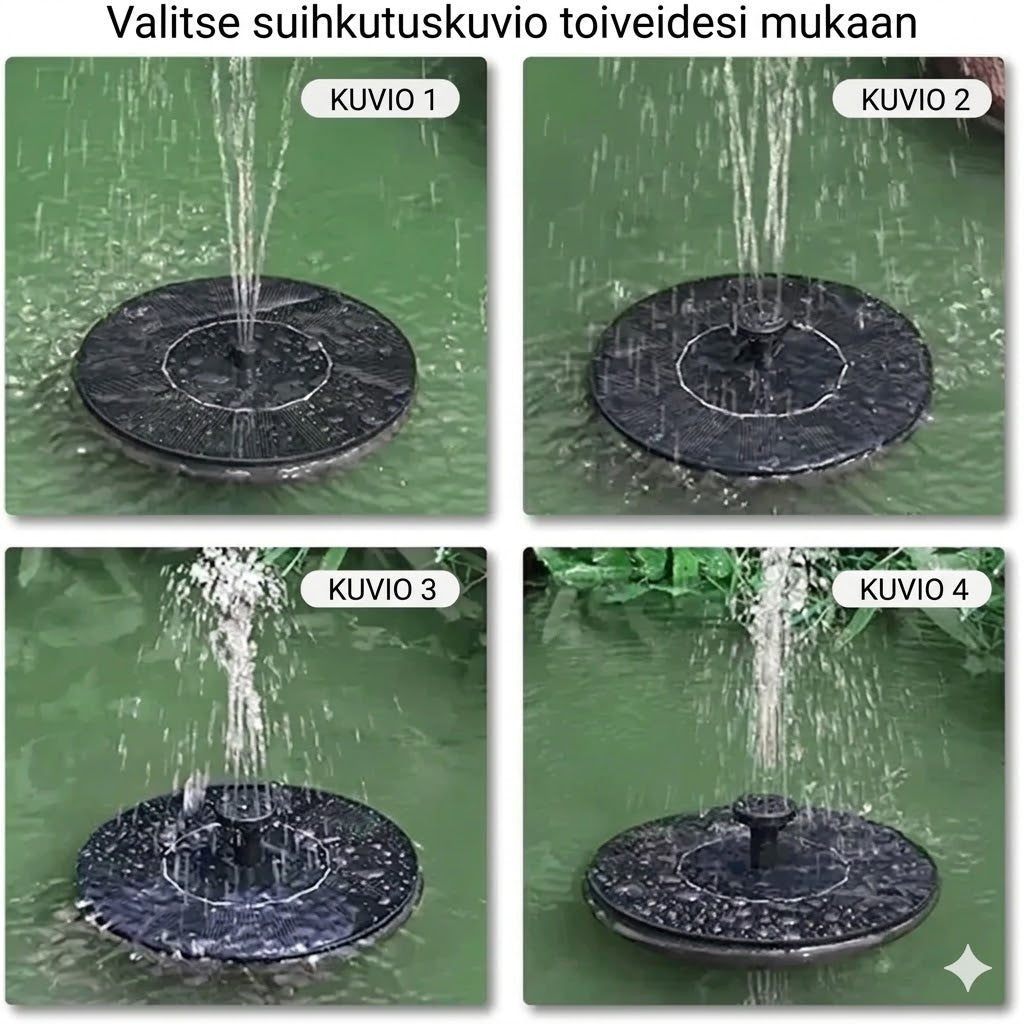 Aurinkokennokäyttöinen suihkulähde