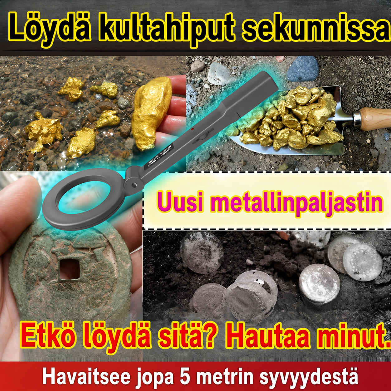 LED-vilkkuva hälytysmetallinpaljastin