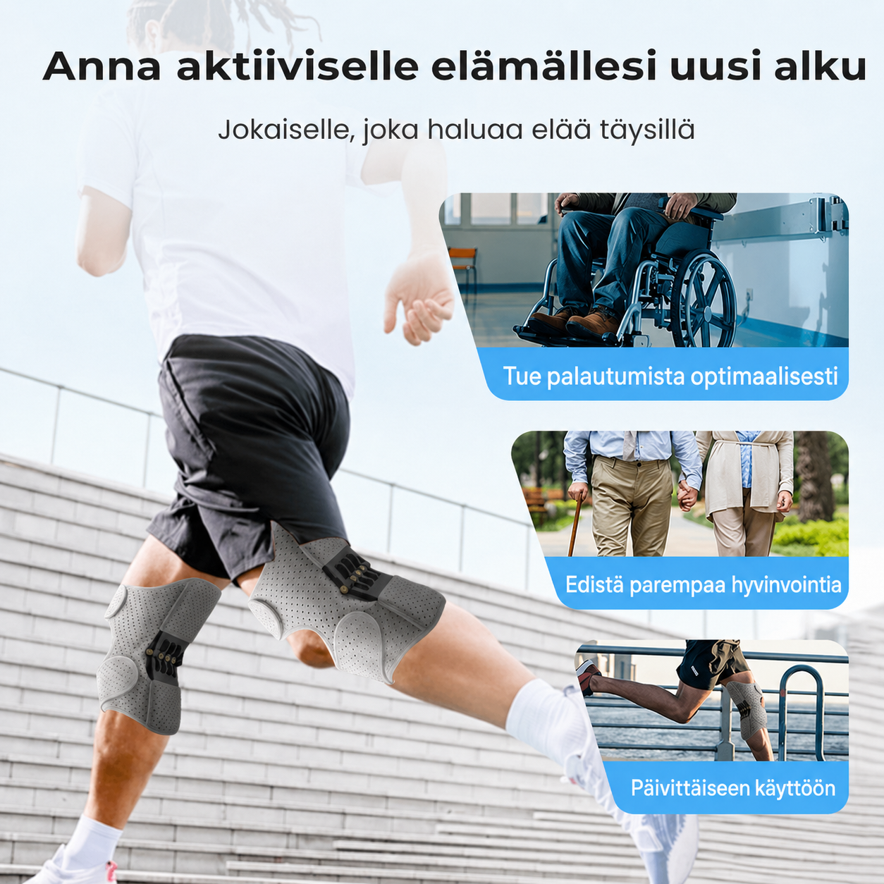 Säädettävä polvituki urheiluun