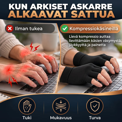 Kuparia sisältävät kompressiohanskat 1 pari