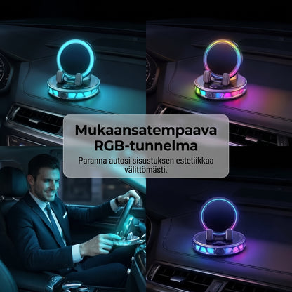 Autopuhelinteline langattomalla latauksella, 360 asteen pyörityksellä ja RGB-valaistuksella
