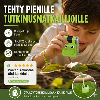 Kannettava opetuskäyttöön tarkoitettu mikroskooppi puhelinpidikkeellä lapsille