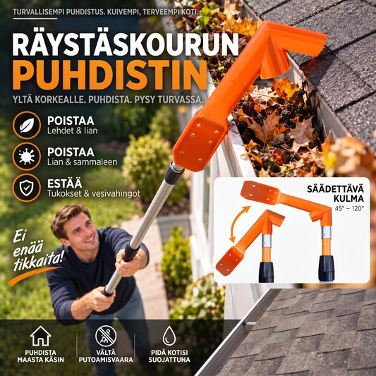 Ergonominen räystäskourujen puhdistin