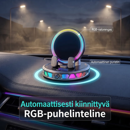 Autopuhelinteline langattomalla latauksella, 360 asteen pyörityksellä ja RGB-valaistuksella