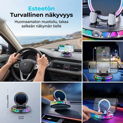 Autopuhelinteline langattomalla latauksella, 360 asteen pyörityksellä ja RGB-valaistuksella