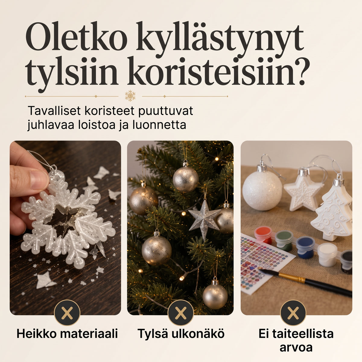 DIY joulupallojen askartelusetti helmillä ja akryylillä