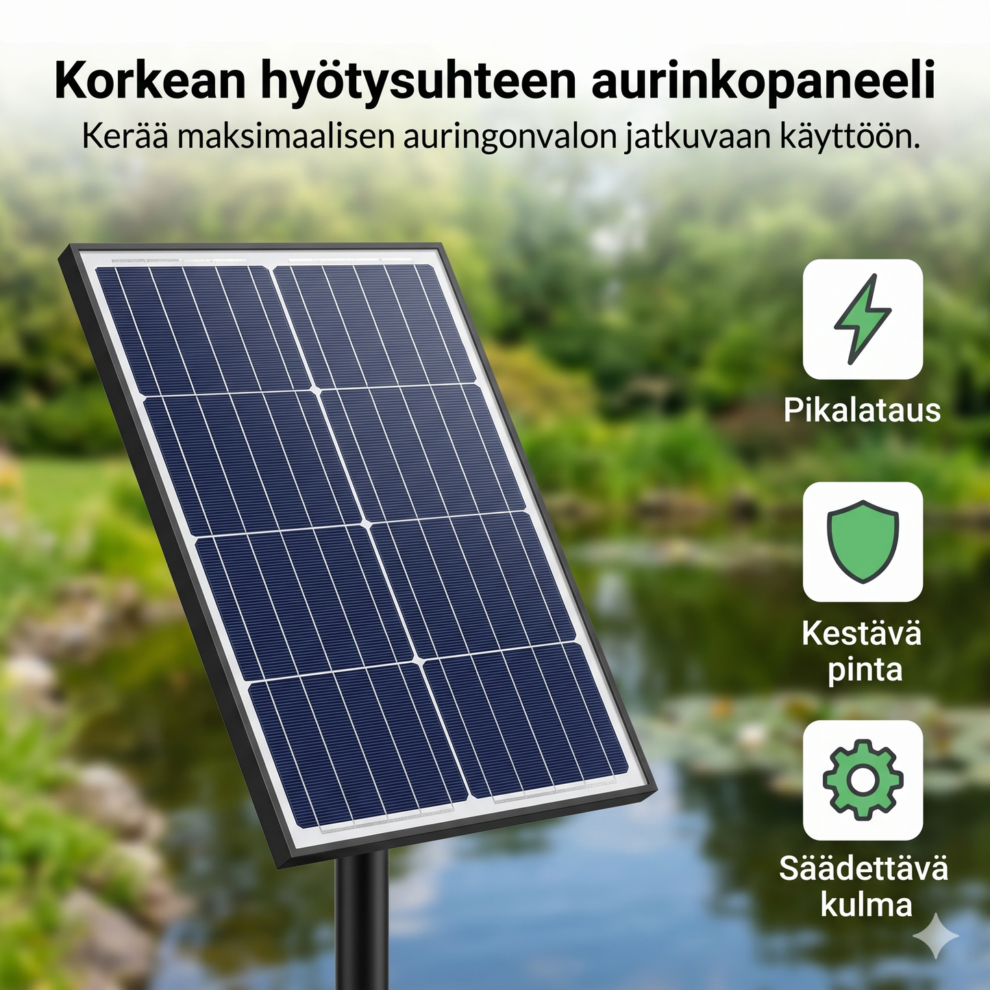 Aurinkoenergialla toimiva lammikon ilmastin – tarjoaa jatkuvasti happea kaloille ja kasveille