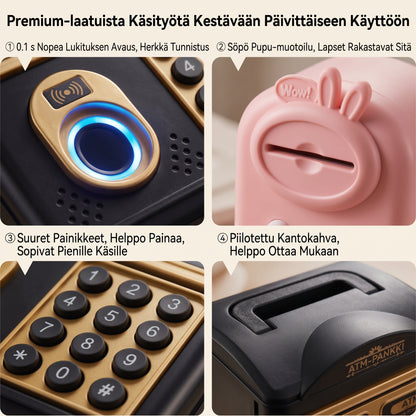 Automaattinen ATM-säästöpankki lapsille salasanalla