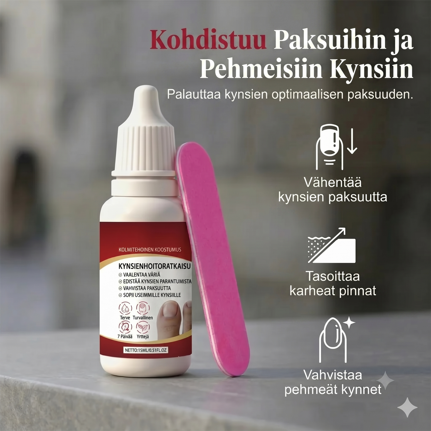 Kolmitehoinen kynsienhoito- ja korjaussarja