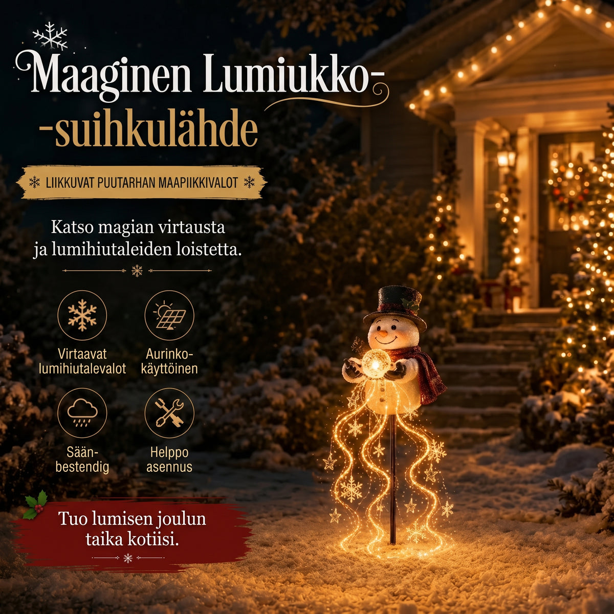 Snowman Magic Fountain LED-puutarhavalaisin