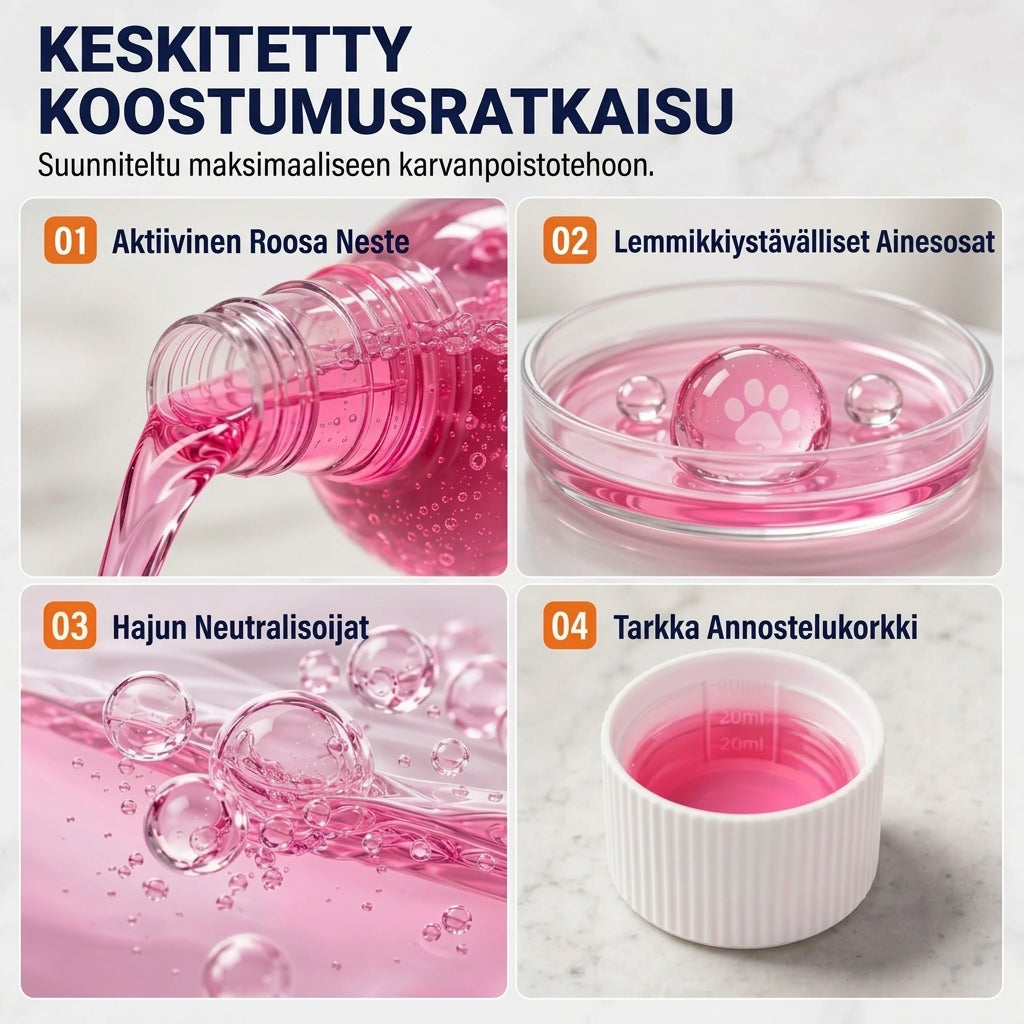 4-in-1 pesukoneen puhdistusaine lemmikkien karvoja ja hajuja vastaan