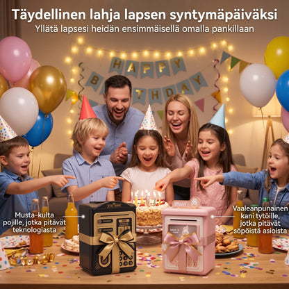 Automaattinen ATM-säästöpankki lapsille salasanalla