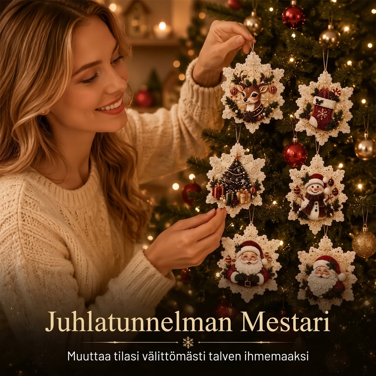 DIY joulupallojen askartelusetti helmillä ja akryylillä