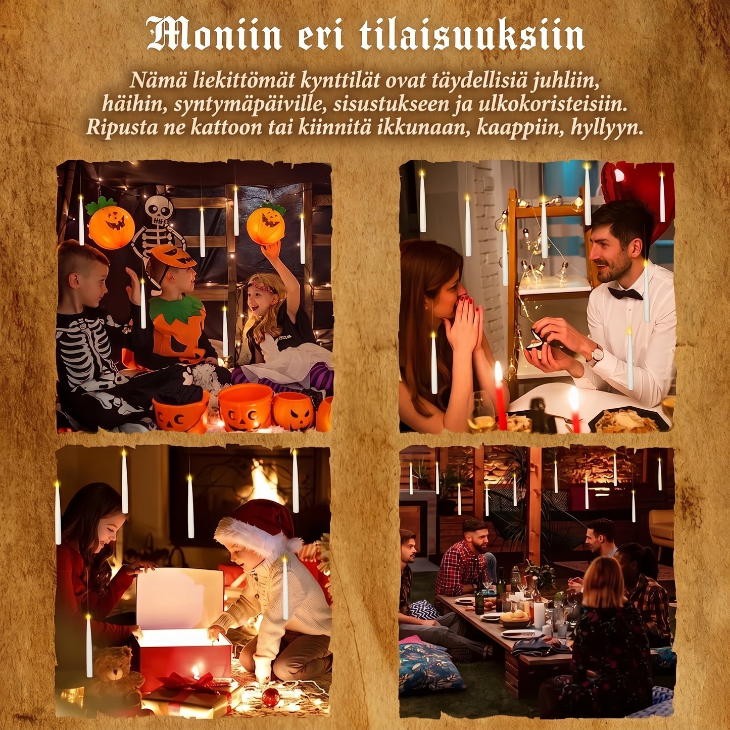 Leijuvat LED-kynttilät taikasauvalla