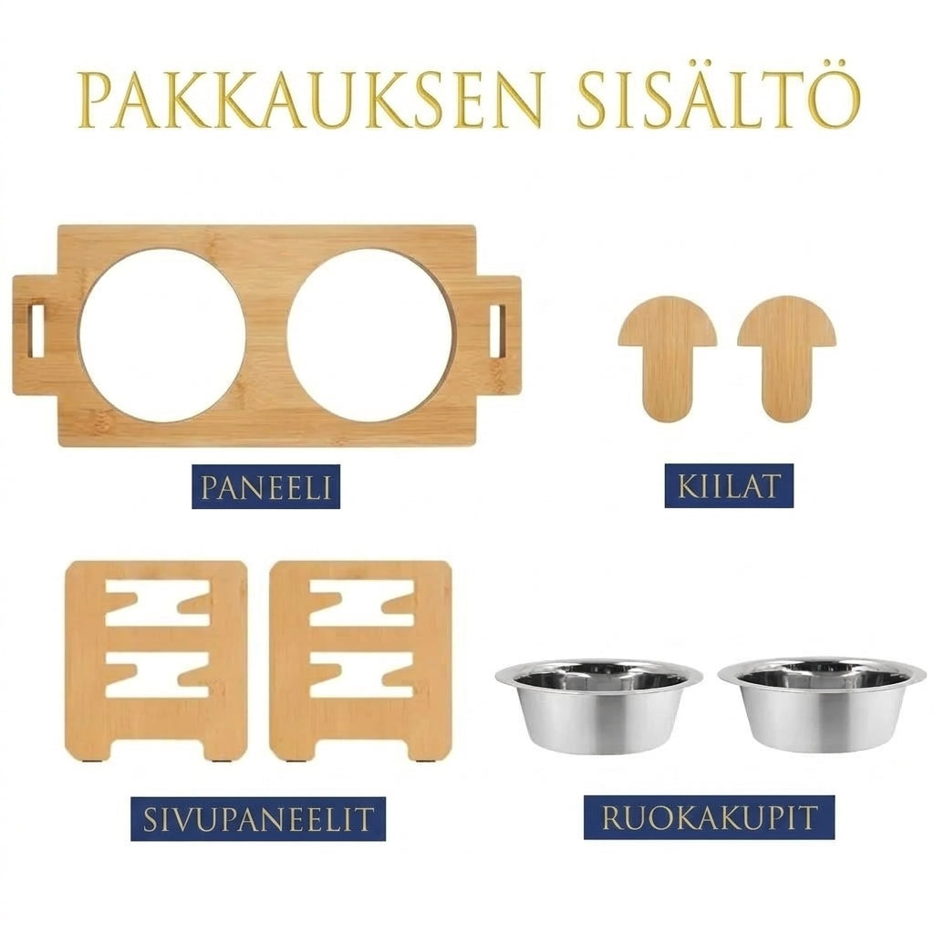Säädettävä korotettu ruokakuppi lemmikeille