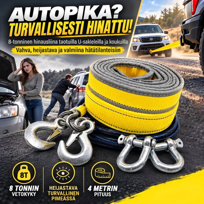 Hinausliina 8 tonnia 4 metriä U-mallisilla sakkelikoukuilla