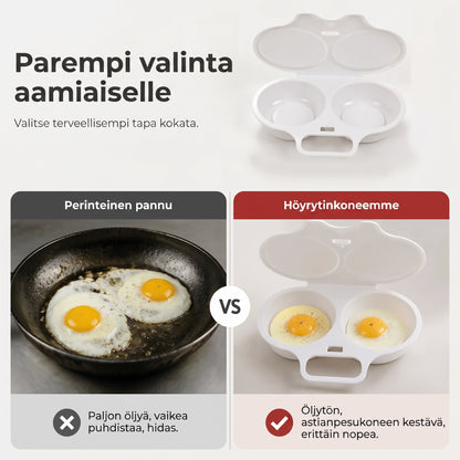 Mikroaaltouunin munankeitin kannella ja kahvalla