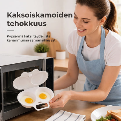 Mikroaaltouunin munankeitin kannella ja kahvalla
