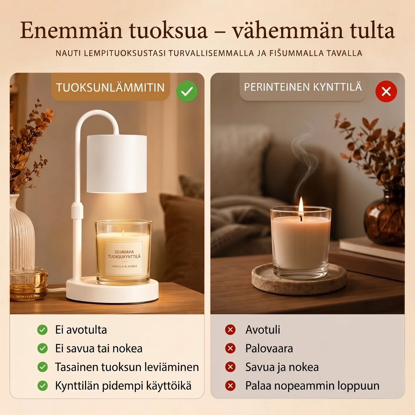 Kynttilänlämmitinlamppu ilman avotulta