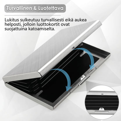 Ruostumattomasta teräksestä valmistettu RFID-korttikotelo 10 lokerolla