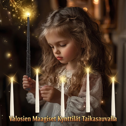 Leijuvat LED-kynttilät taikasauvalla