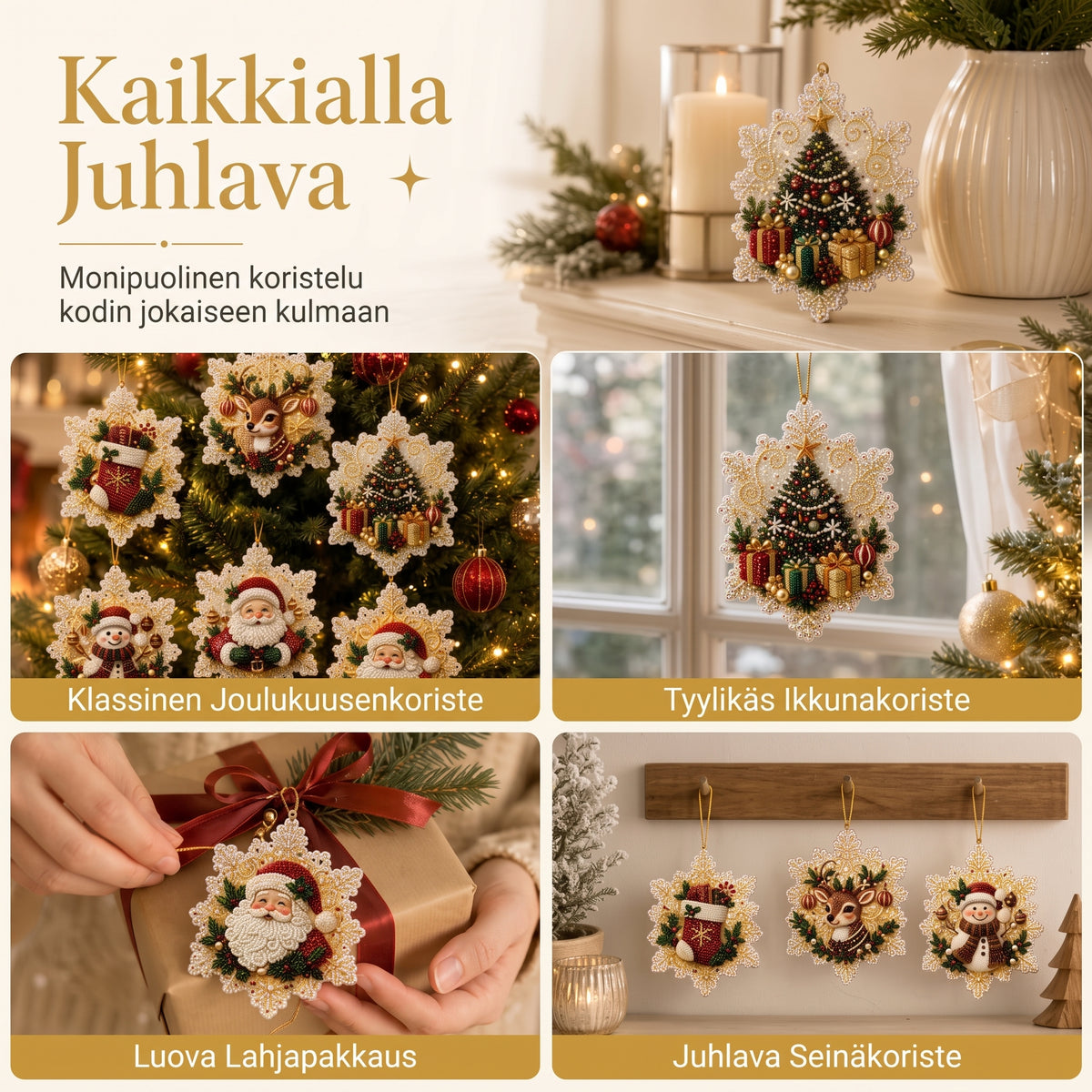 DIY joulupallojen askartelusetti helmillä ja akryylillä