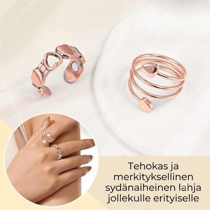 Säädettävä kuparinen hyvinvointisormus magneeteilla