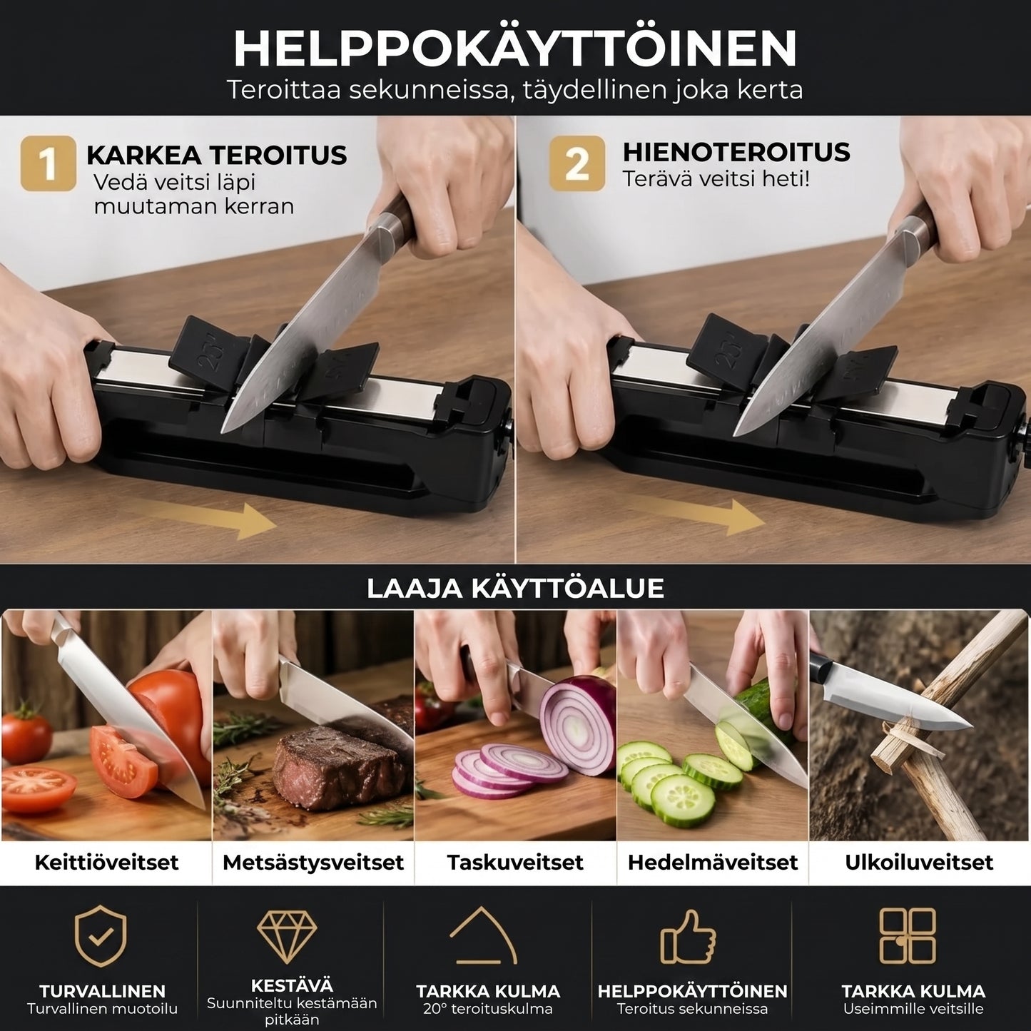 Timanttiveitsenteroitin kiinteällä 20 asteen teroituskulmalla