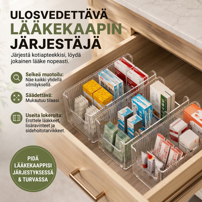 Ulosvedettävä läpinäkyvä lääkejärjestäjä