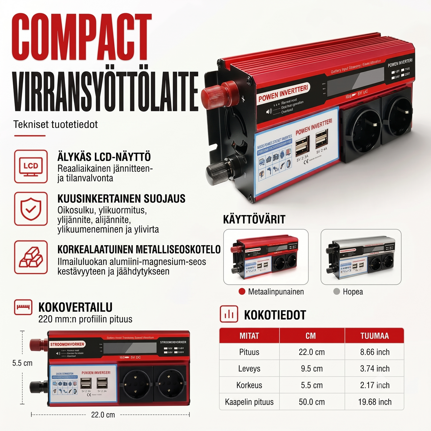 Autoinvertteri 12 V - 230 V