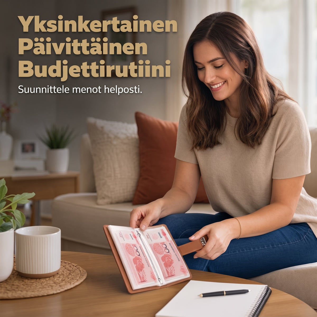 Säästökansio numerolukolla käteistä varten
