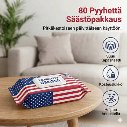 Yhdysvaltalaiset nanohopea-ioni ultra-puhtaat pyyhkeet (80 arkkia/pakkaus)