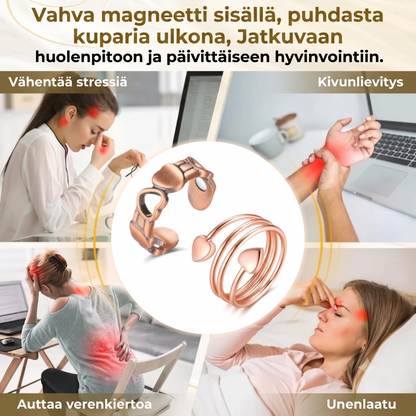 Säädettävä kuparinen hyvinvointisormus magneeteilla