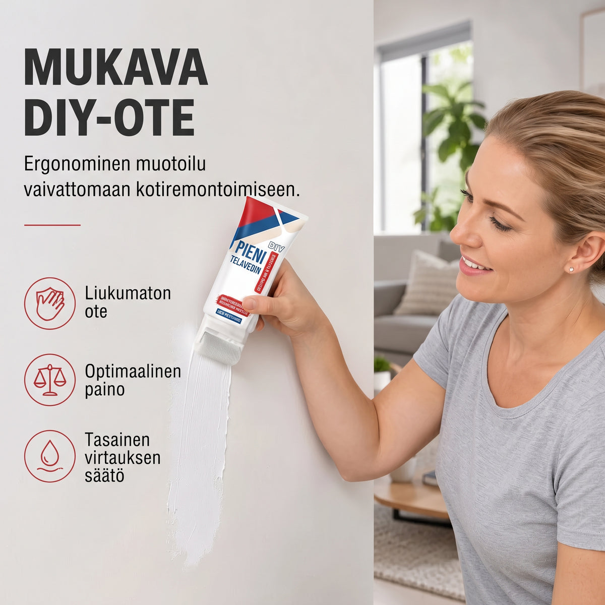 Vedenkestävä seinänkorjaustahna telalla