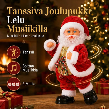 Tanssiva joulupukki musiikilla